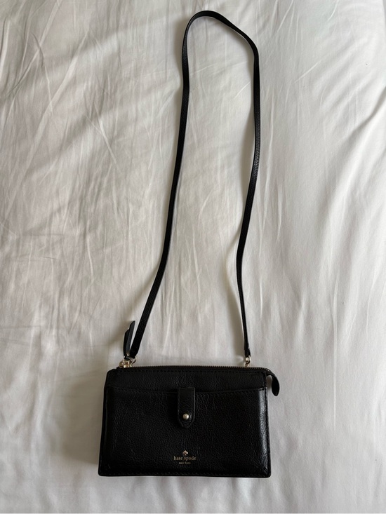 kate spade Handbags - kate spade Black Pebbled Leather Crossbody Wallet